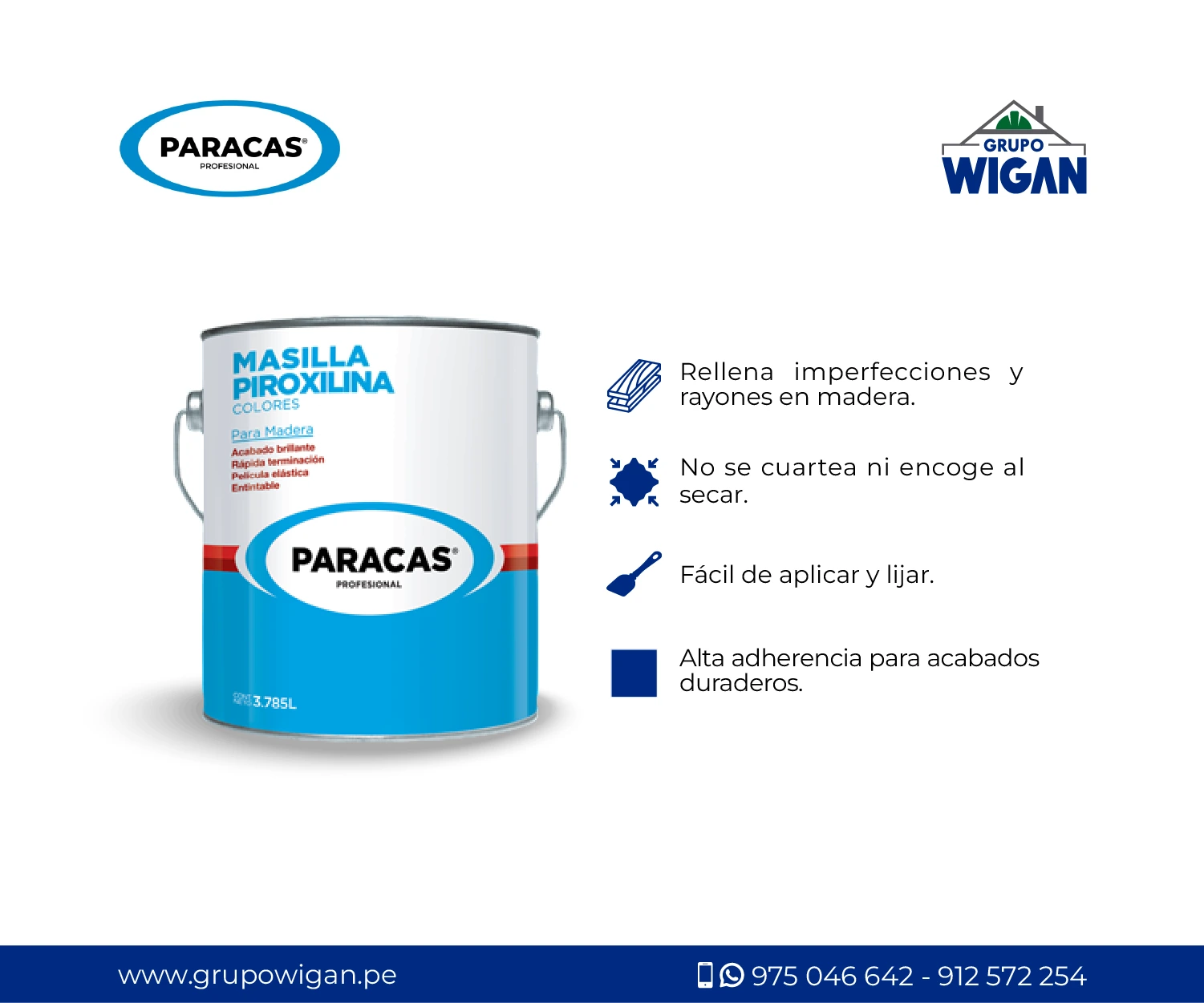 Masilla a la Piroxilina Paracas Características