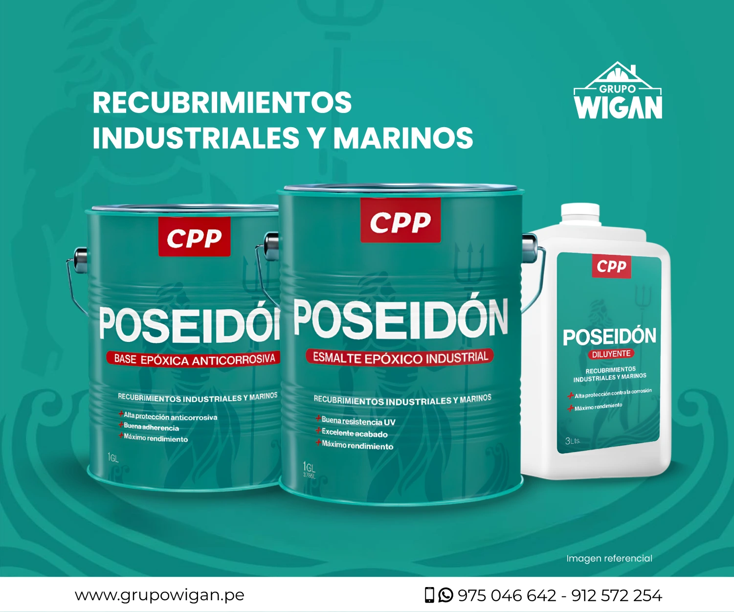 Recubrimientos industriales y marinos CPP Poseidón: base epóxica anticorrosiva, esmalte epóxico industrial y diluyente
