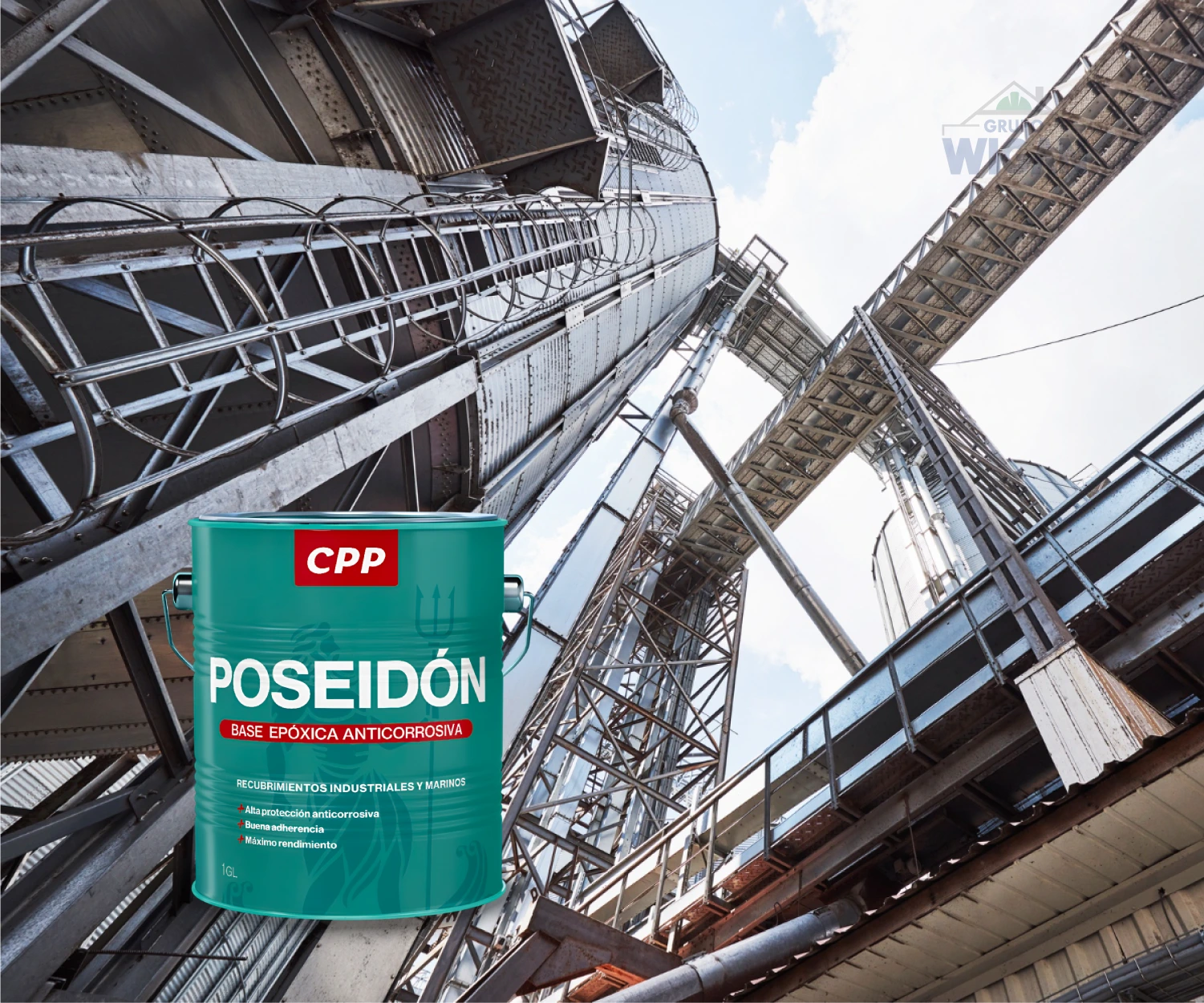 Aplicación de la Base Epóxica Anticorrosiva Poseidón CPP en estructura metálica industrial