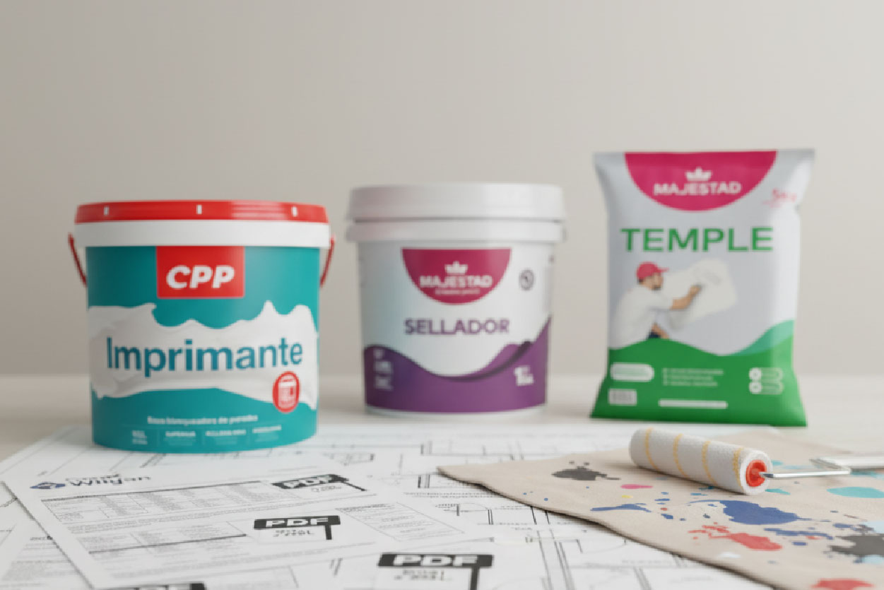 Fichas técnicas de bases, imprimantes, selladores, pasa fina, pasta mural y temple Majestad - Grupo Wigan