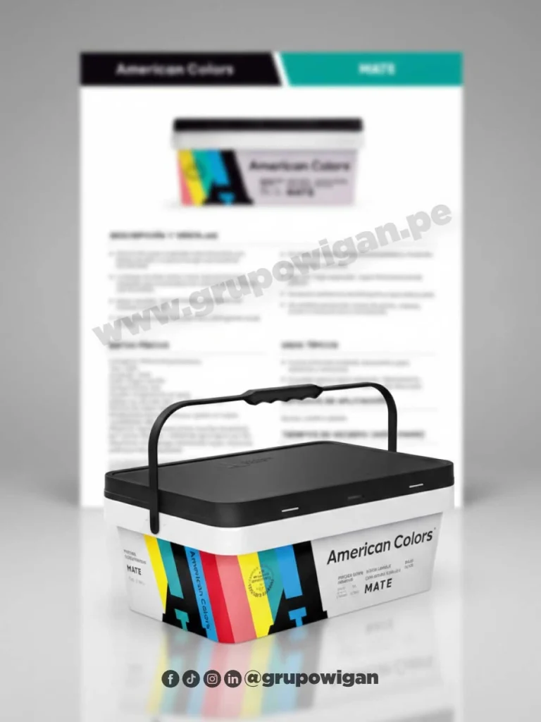 Pintura American Colors mate con ficha técnica para acabados interiores y exteriores