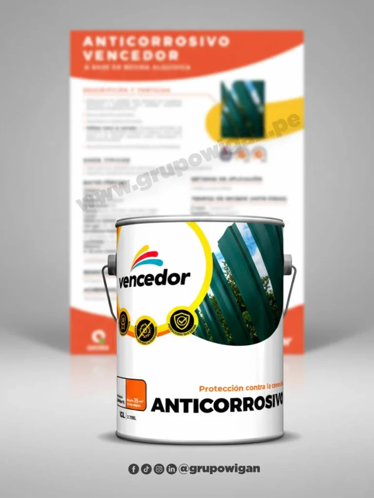 Pintura anticorrosiva Vencedor con ficha técnica para protección de superficies metálicas