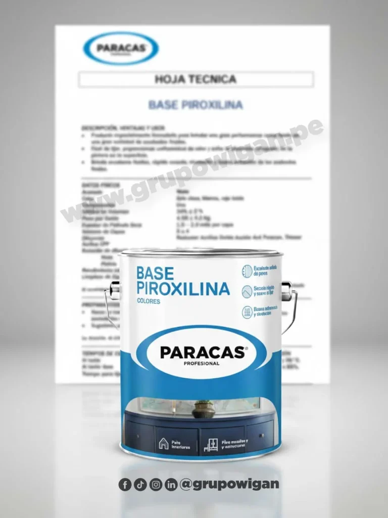 Base piroxilina Paracas con ficha técnica para sellado y preparación de superficies de madera