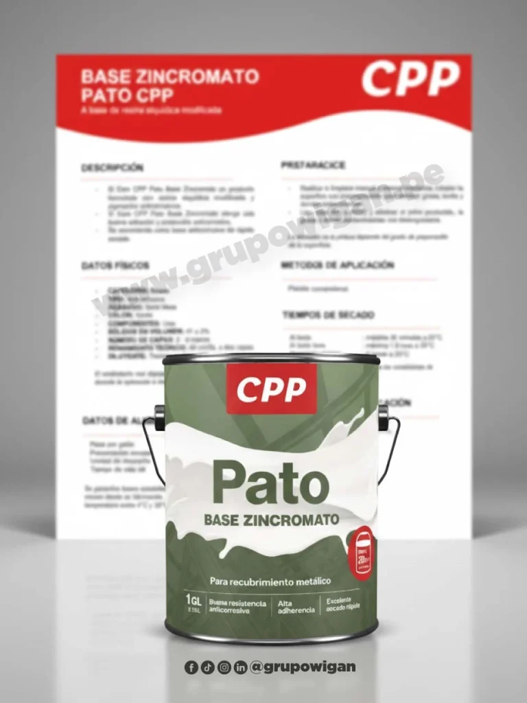 Base zincromato Pato CPP con ficha técnica para protección anticorrosiva en superficies metálicas