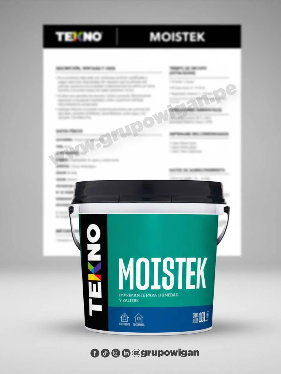 Imprimante Moistek Tekno con ficha técnica para control de humedad y salitre en muros