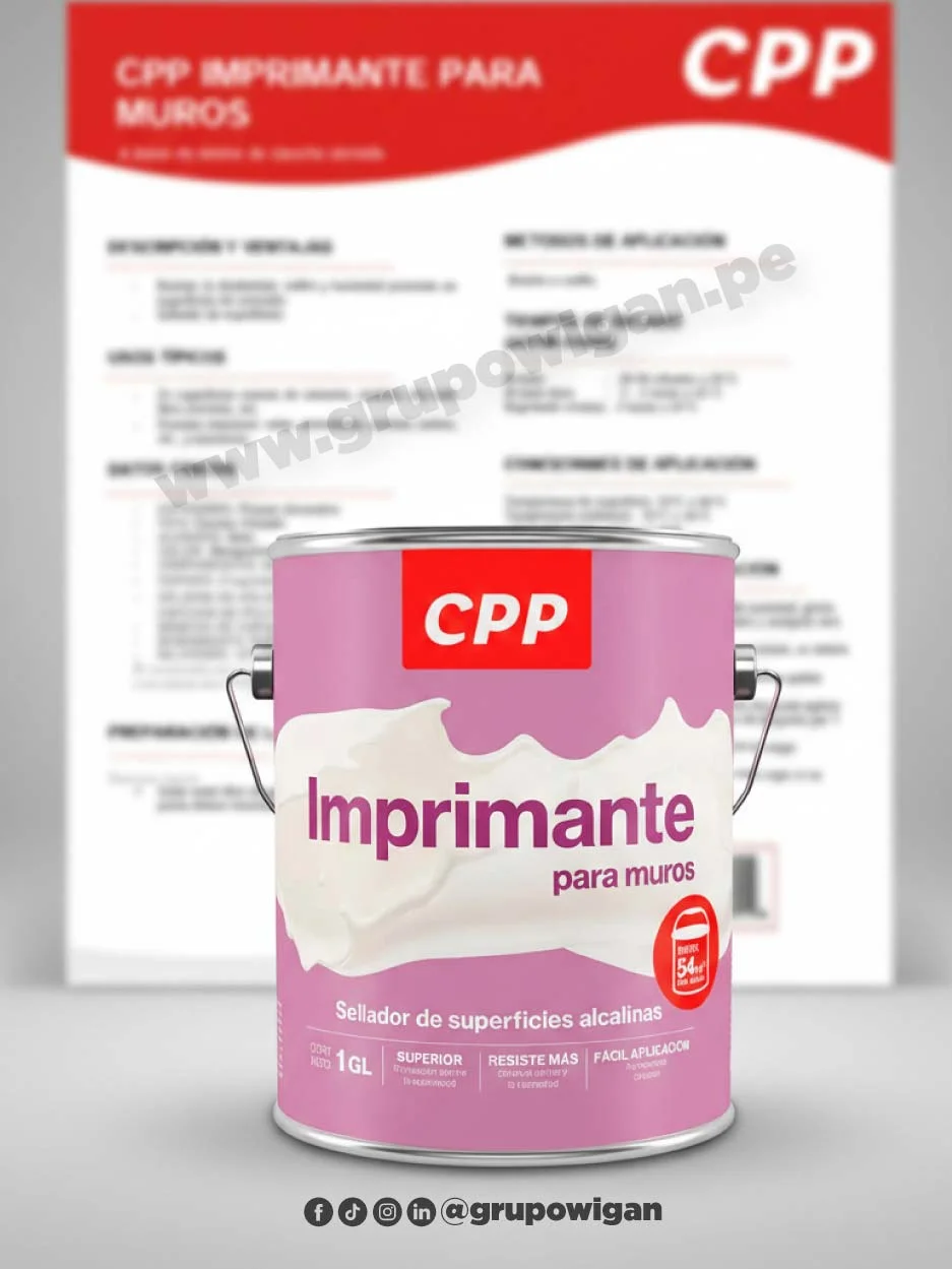 Imprimante para muros CPP con ficha técnica para sellado de superficies alcalinas antes del pintado