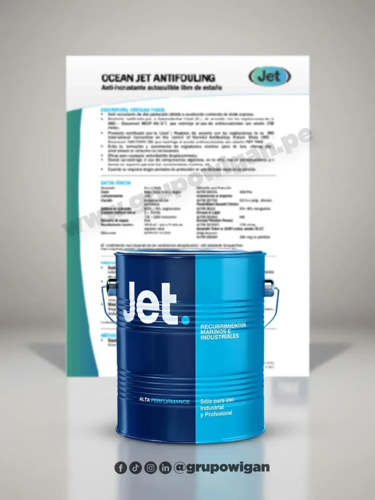 Ocean Jet Antifouling con ficha técnica de pintura anticrustante para cascos marinos