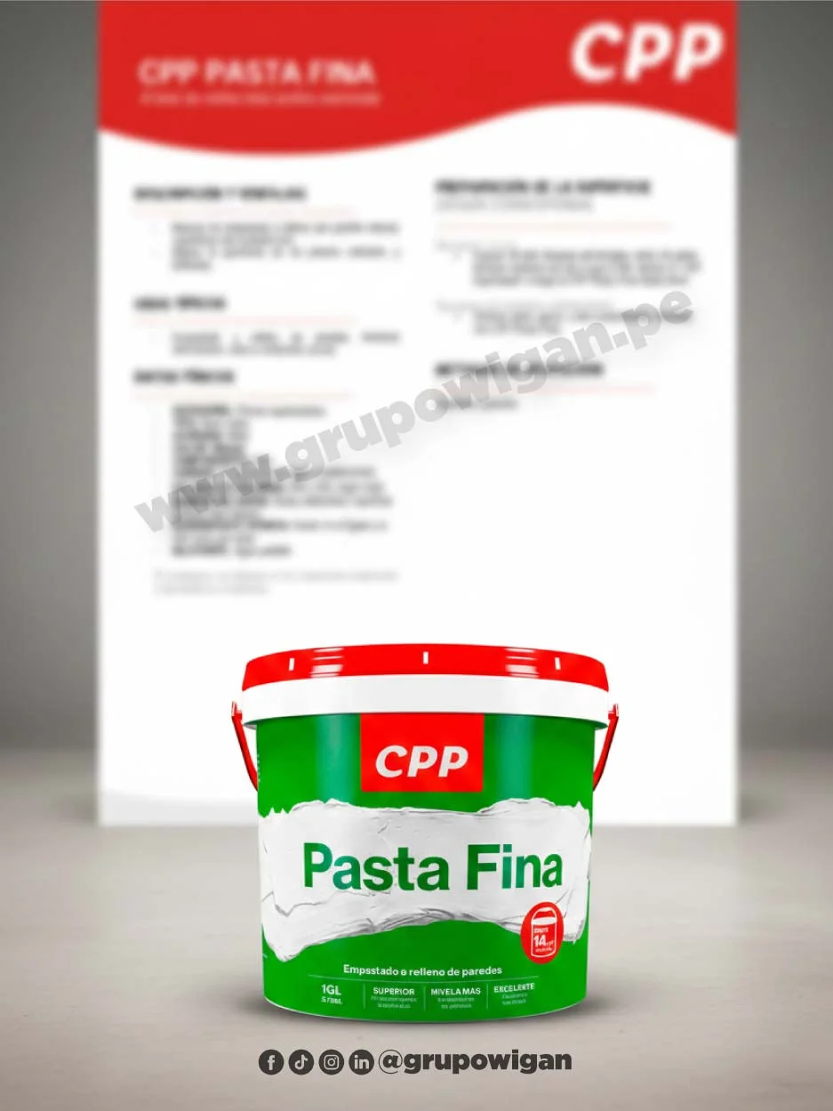 Pasta fina CPP con ficha técnica para empastado, alisado y nivelación de paredes