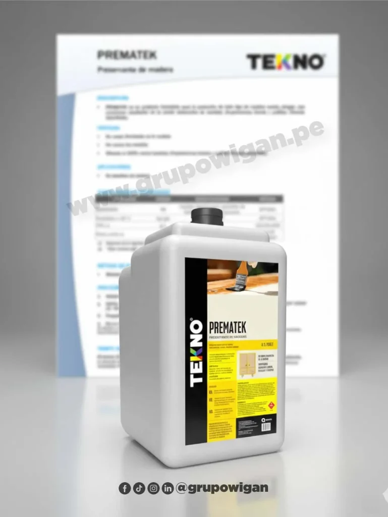 Prematek Tekno con ficha técnica, preservante para madera contra hongos e insectos