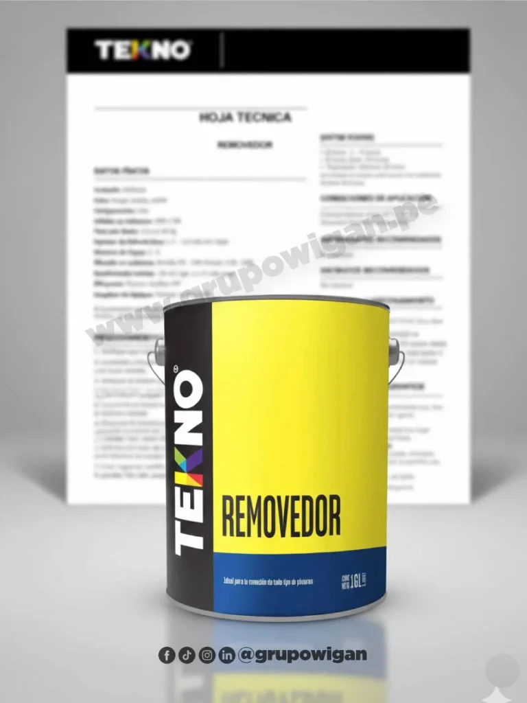 Removedor Tekno con ficha técnica para eliminación de pinturas y barnices en superficies de madera