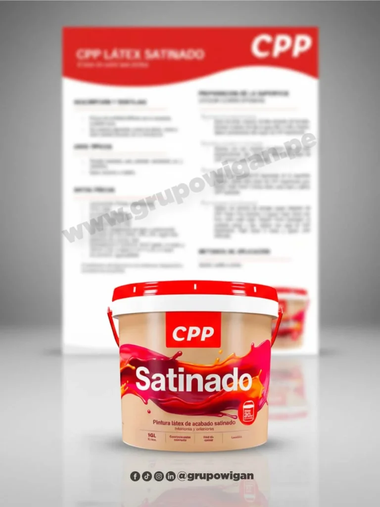 Pintura látex satinada CPP con ficha técnica para acabados interiores y exteriores en muros