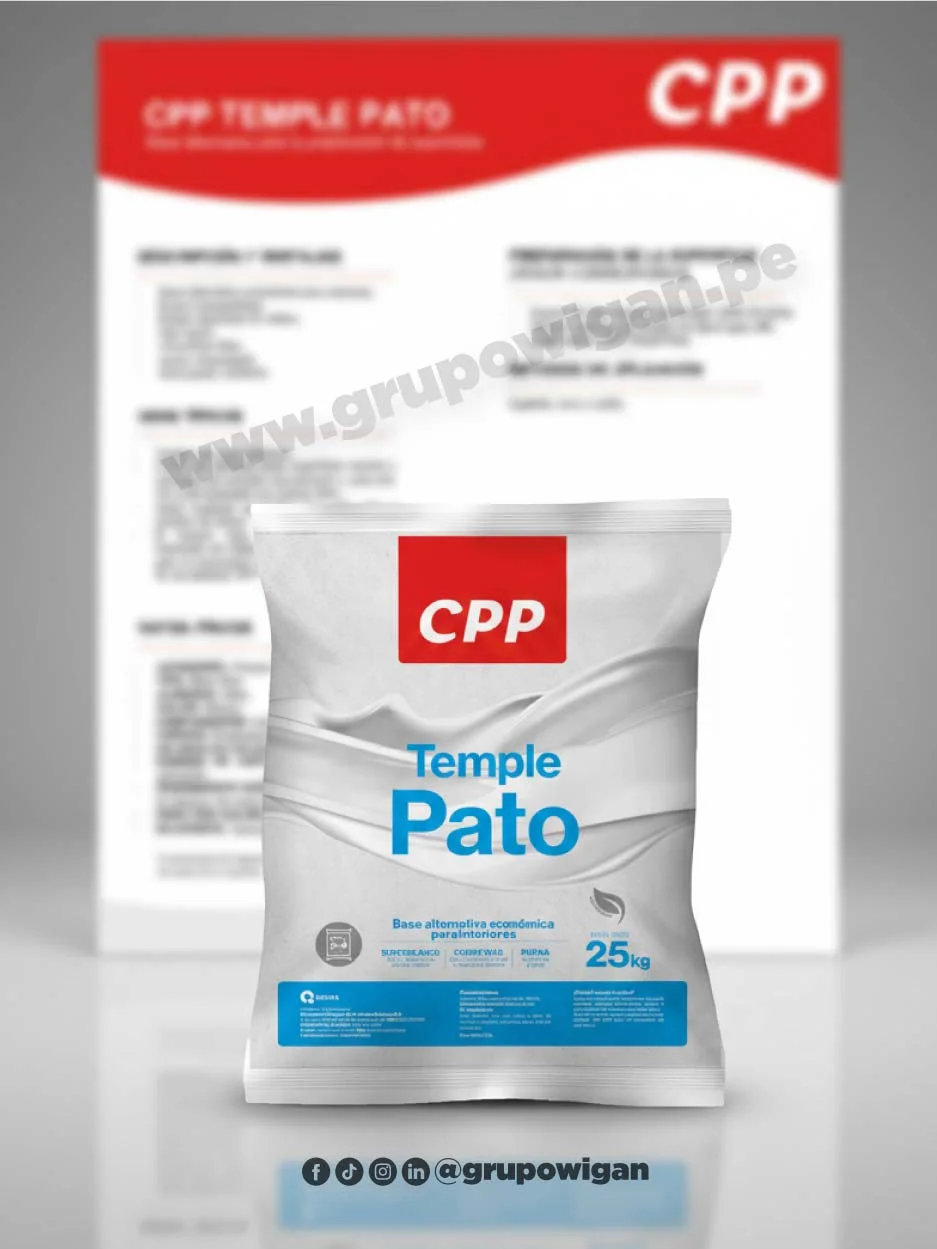 Temple Pato CPP con ficha técnica para recubrimiento económico de muros interiores