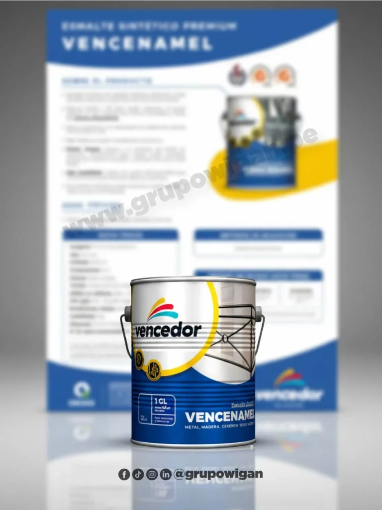 Esmalte sintético Vencenamel Vencedor con ficha técnica para acabados resistentes en metal, madera y superficies diversas