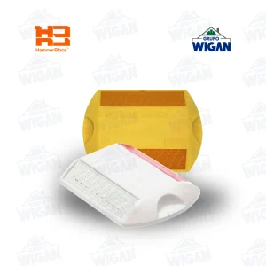 Tachas reflectivas Hammerblocs HD-88 color amarillo y blanco para seguridad vial